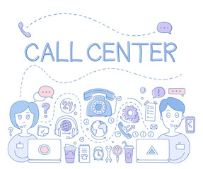 Support Call Center. Vector Illustration
