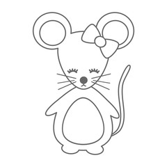cute cartoon black and white mouse vector illustration for coloring art