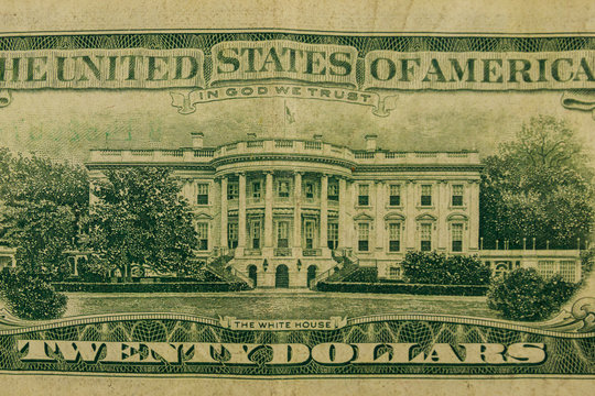 Macro shot of twenty dollar bill