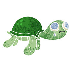 quirky retro illustration style cartoon turtle