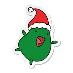christmas sticker cartoon of kawaii bean