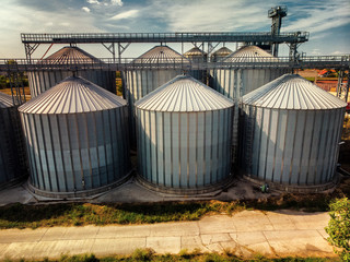 Agriculture background Modern silos for storing grain harvest