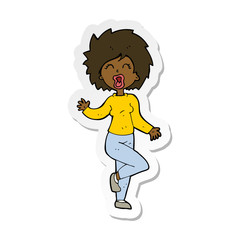 sticker of a cartoon woman dancing