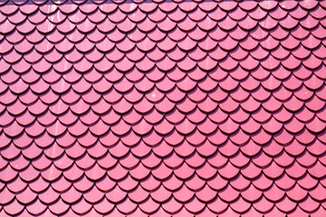 Roof tiles pink color design same fish scales