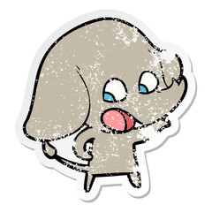 distressed sticker of a cute cartoon elephant