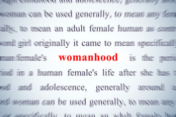 zoom on word womanhood