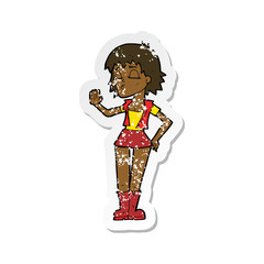 retro distressed sticker of a cartoon cool girl