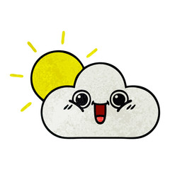 retro grunge texture cartoon sun and cloud