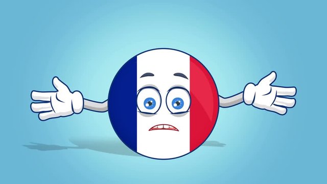 Cartoon Icon Flag France do not know with Face Animation with Alpha Matte