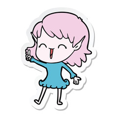 sticker of a cartoon elf girl