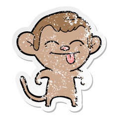 Fototapeta premium distressed sticker of a funny cartoon monkey