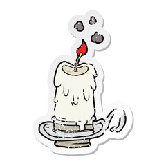distressed sticker of a cartoon spooky candle