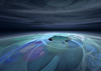 Surreal alien landscape, abstract 3d illustration.