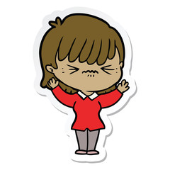 sticker of a annoyed cartoon girl