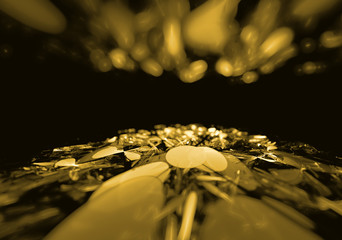 Abstract colorful shiny 3d illustration in perspective, glowing circles and sparkles.