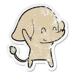 distressed sticker of a cute cartoon elephant