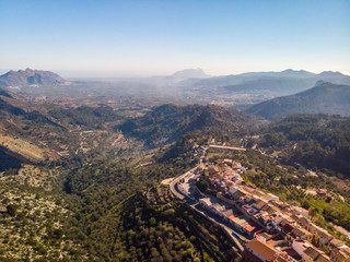 Panoramic view of La Vall de Laguar Campell town in Alicante, Spain