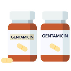 Gentamicin is an antibiotic used to treat bacterial infections, bottle of pills.