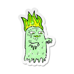 retro distressed sticker of a cartoon spooky ghost