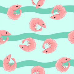 Shrimp pattern. Design for banner, poster, greeting card, napkin, tablecloth, wallpaper.