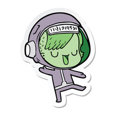 sticker of a cartoon astronaut woman
