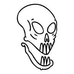 line drawing doodle of a skull head