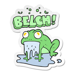 sticker of a cartoon gross little frog