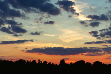 Dramatic colorful sky with cloud at sunset