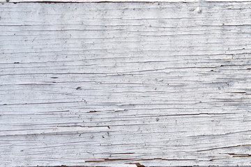 Old wooden wall with white paint. Wooden texture with severely weathered and peeling paint