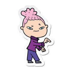 sticker of a cartoon woman