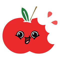 flat color retro cartoon red apple