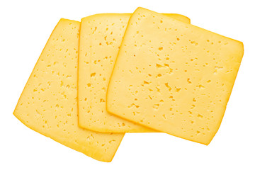Cheese slice on white background.