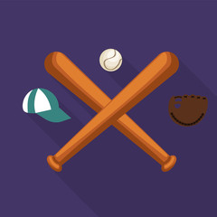 Baseball bats and ball sign icon. Sport hit equipment symbol. Blurred gradient design element. Vivid graphic flat icon. Vector