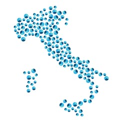 Italy map background blue round closely placed pie charts for infographics eps