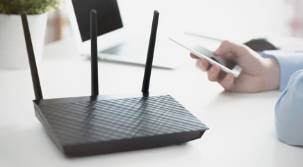 Wireless router or access point - obrazy, fototapety, plakaty
