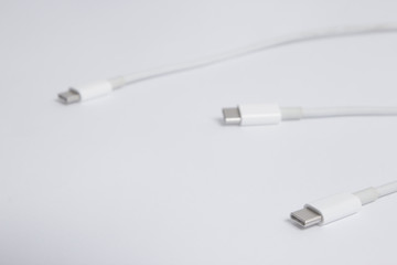 Three white cables type-c