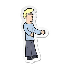 sticker of a cartoon curious man