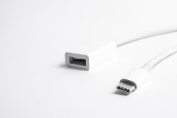 White USB cable and white Type-c cable