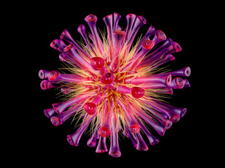 Virus 3D Illustration isolated on black