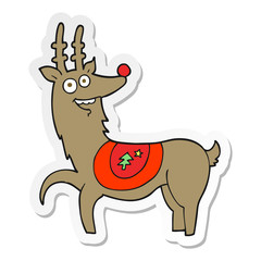 sticker of a cartoon christmas reindeer