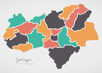 Goettingen Map with boroughs and modern round shapes