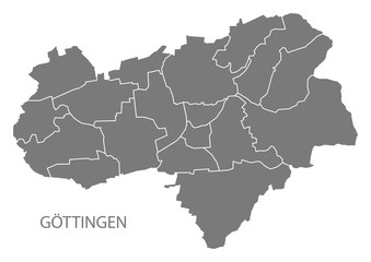 Goettingen city map with boroughs grey illustration silhouette shape