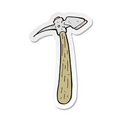 sticker of a cartoon pick axe