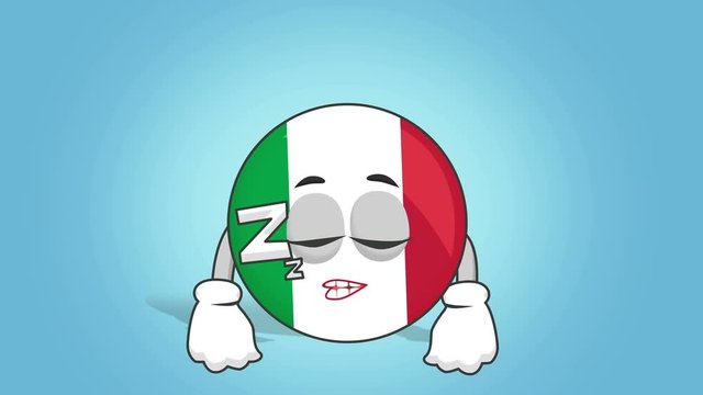 Cartoon Icon Flag Italy Sleep with Face Animation with Alpha Matte