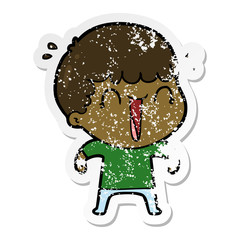 distressed sticker of a laughing cartoon man