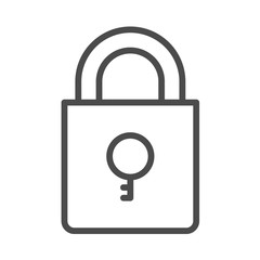Lock outline vector security icon with key