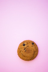 Oatmeal cookie on a pink ground