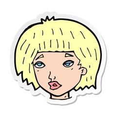 sticker of a cartoon bored looking woman