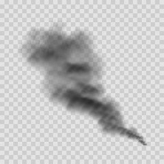 Vector illustration of black smoke stack on transparent background