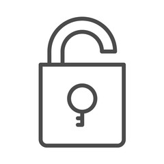 Unlock outline vector security icon with key